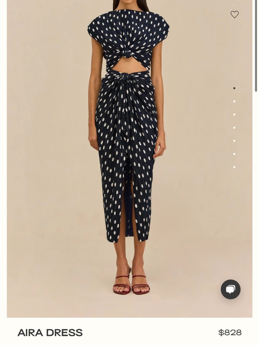 cult gaia Navy and White Polka Dot Midi Skirt